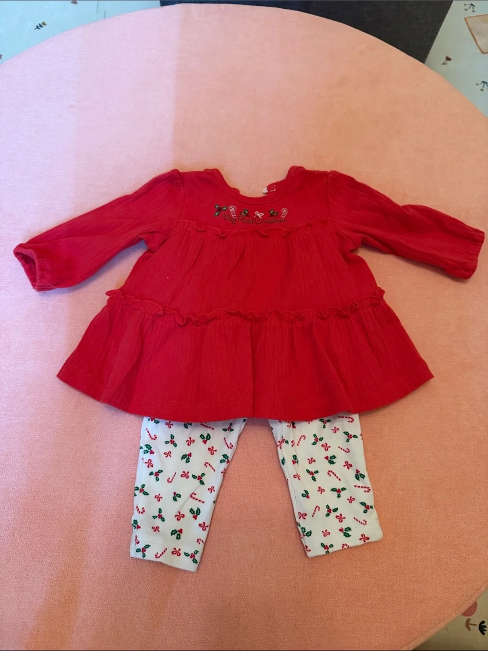 Little Me Red Tiered Ruffle Long-Sleeve my first Christmas